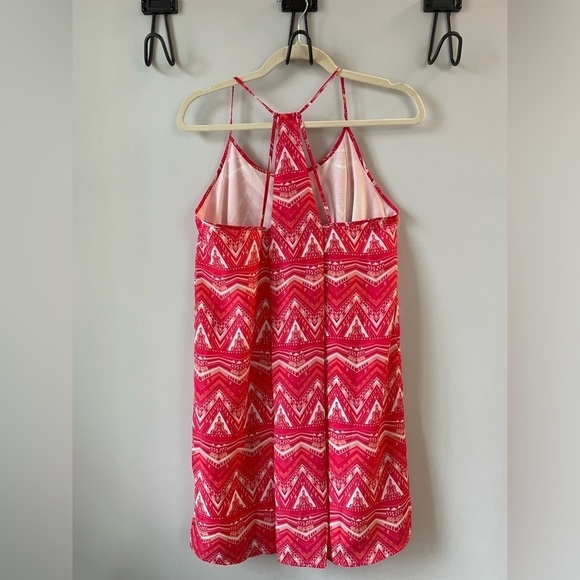 Skies Are Blue, hot pink and white mini halter sundress, size Small, EUC - Picture 2 of 7